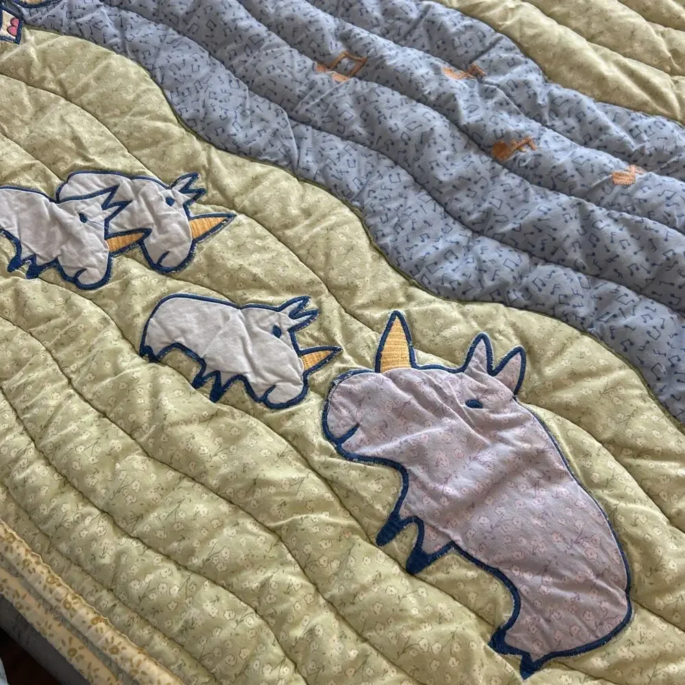 Carters John Lennon Animal Musical Parade Baby Crib Blanket Green Blue Safari A